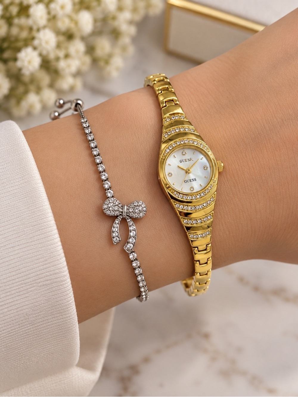 Gold Crystal-Accent Women's Bracelet Watch